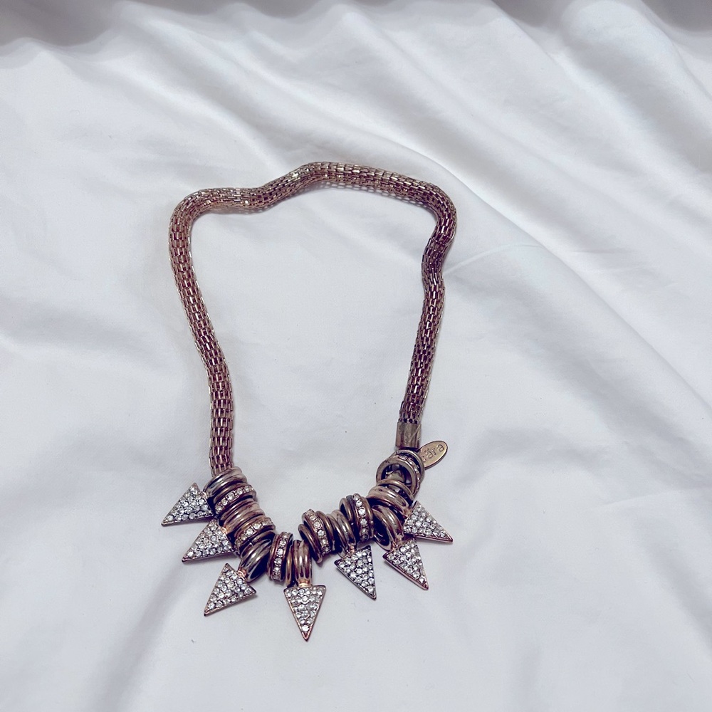 Cara Spiked Golden Necklace with rhinestones